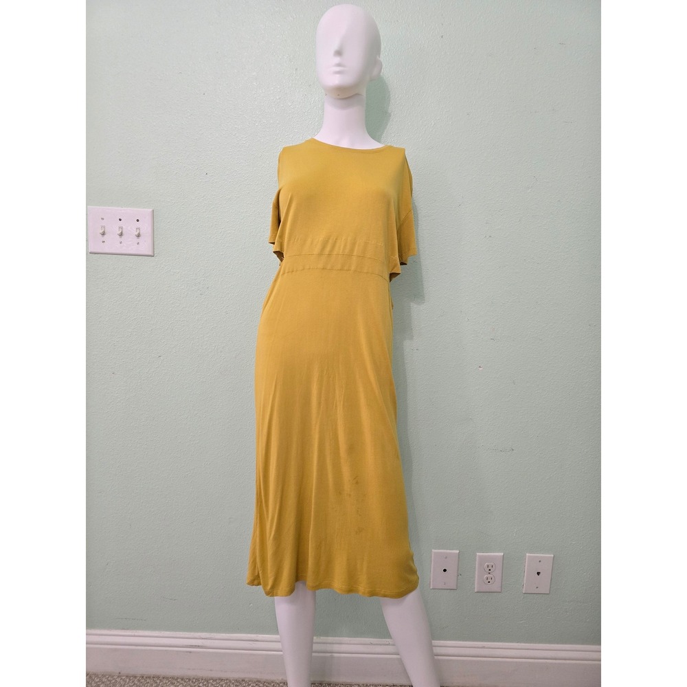 Zara Yellow Cutout Midi Bodycon Y2K Stretch Casual Dressโ Small